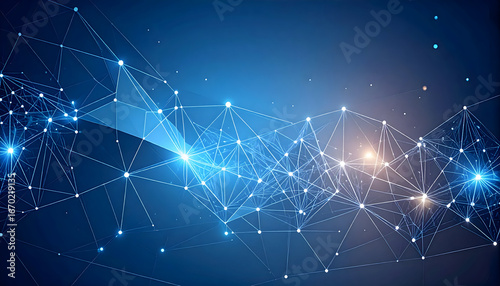 Abstract Blue Glowing Network Connection Background