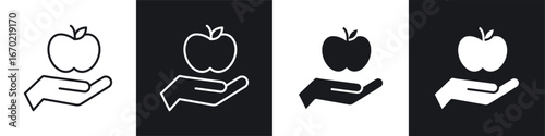 Apple in hand icons graphic vectors