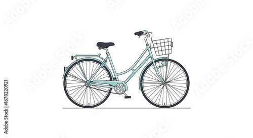 Classic vintage style bicycle with a basket perfect for city commuting and leisure riding