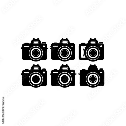 6 different dslr camera silhouette vector icons se