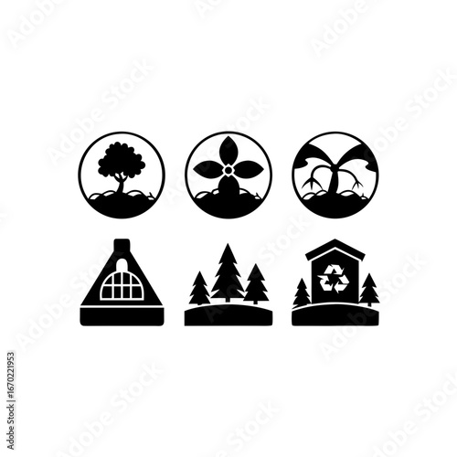 6 different ecological containment barrier silhoue