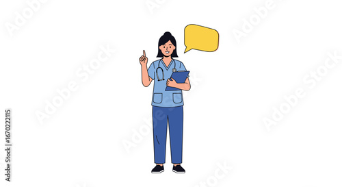 Healthcare professional with a notepad explaining something important during a consultation with a patient in a medical setting