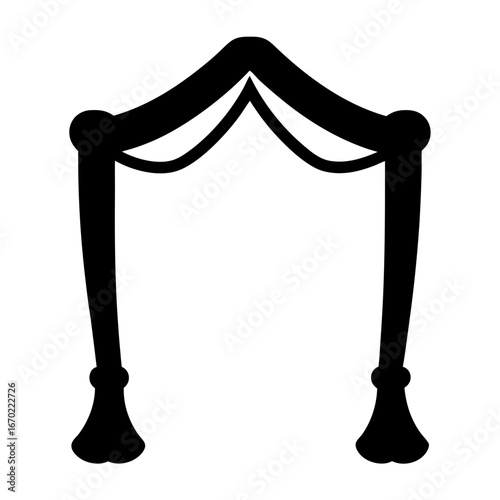 Black and White Curtained Stage Archway with Two Layered Drapes