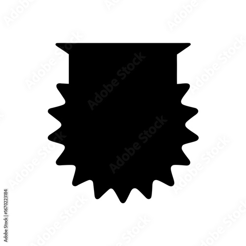 Black badge like graphic element isolated on a white background