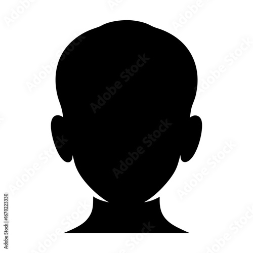 Anonymous black silhouette representing a person's head, ears, and neck area