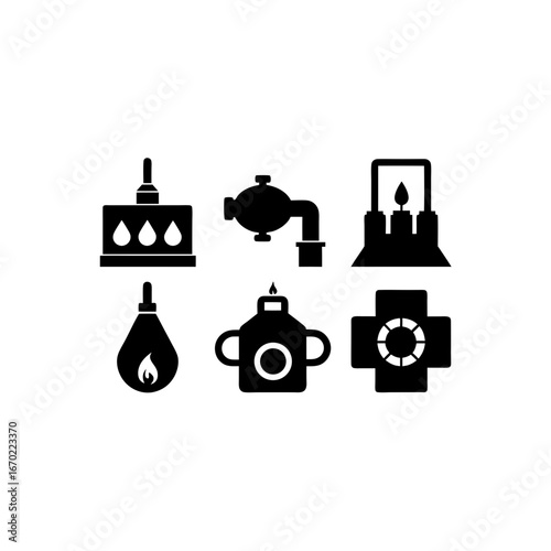 6 different gas leakage alarm hub silhouette vecto