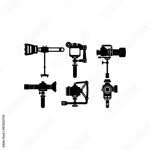 6 different gimbal silhouette vector icons set