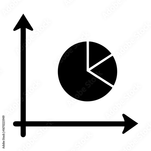 Pie Chart with Graph Axes Demonstrating Data Proportions and Trends Analysis