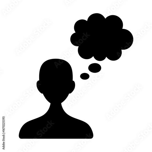 Silhouette of a person with a thought bubble illustrating an idea