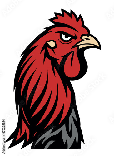 Head rooster isolated on white background