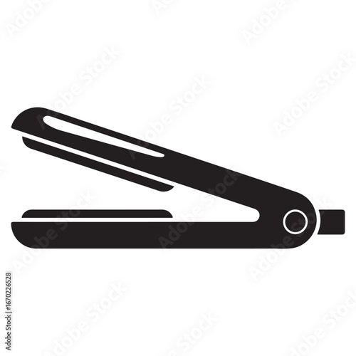 Hair straightener solid icon. An electrical device for ironing hair. Vector black silhouette. with white background