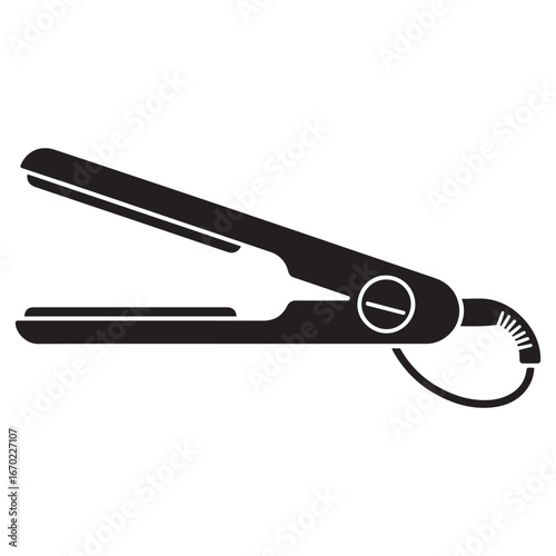 Hair straightener solid icon. An electrical device for ironing hair. Vector black silhouette. with white background