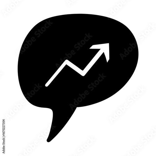 Vector image of an upward trending chart within a speech bubble icon