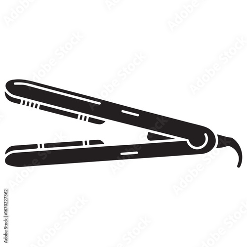 Hair straightener solid icon. An electrical device for ironing hair. Vector black silhouette. with white background