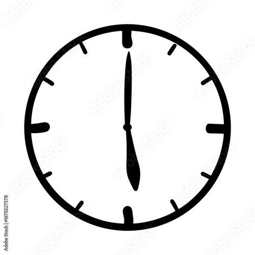 Simple graphic representation of a clock face showing the time at six o'clock