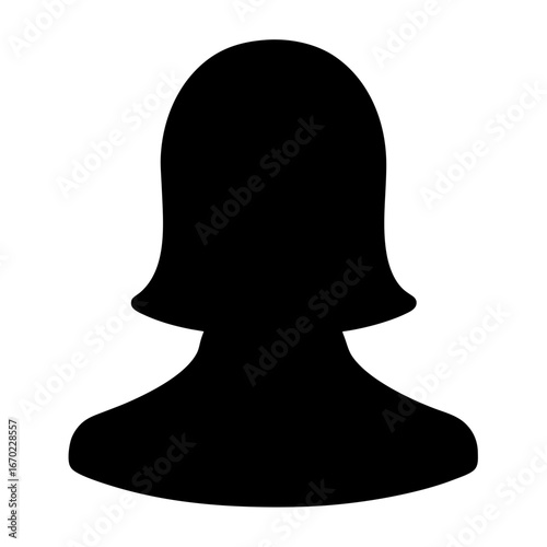 Monochromatic female avatar representing a anonymous individual with a dark silhouette