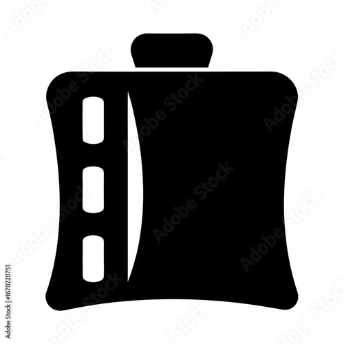 Black and white illustration of a stylized nuclear reactor cooling tower