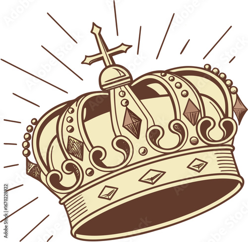 Luxurious 3D King and Queen Crown Illustration – Golden Royal Crown Vector Clipart for Print, Web, and Graphic Design