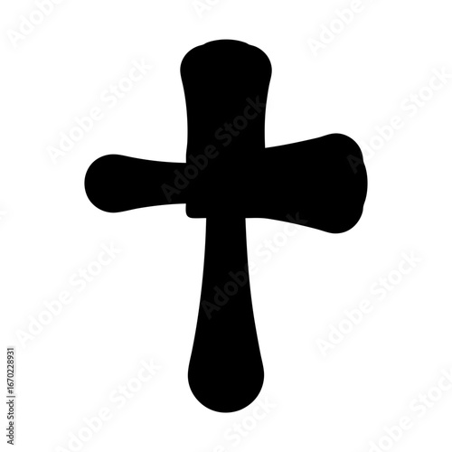 A Bold Black Cross with Rounded Edges on a White Background