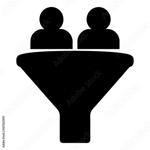 Lead generation funnel with two people demonstrating client acquisition and conversion