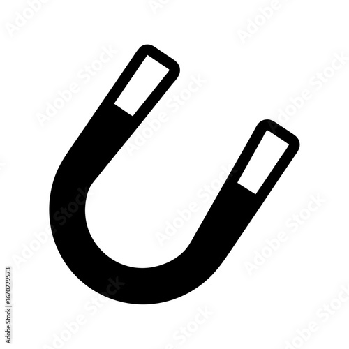 Simple Black and White Horseshoe Magnet Illustration on a Plain Background