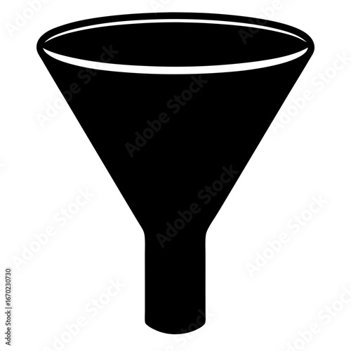 Simple black and white funnel illustration, a classic lab equipment tool