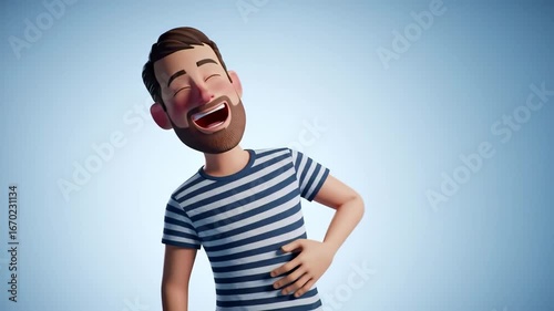 Animated Man Bursting with Laughter