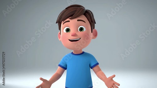 Animated Boy Character with Open Arms