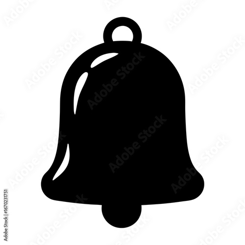Simple Black Bell Silhouette with Ring Hanger and Rounded Clapper