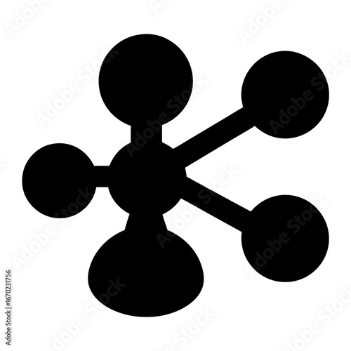 Black and white atom symbol representing connection, network, and shared knowledge