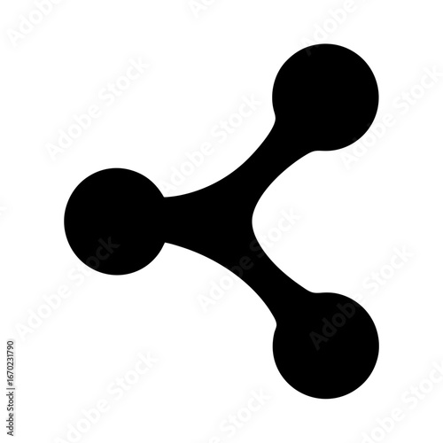 Black abstract molecular structure with connected nodes on a white background