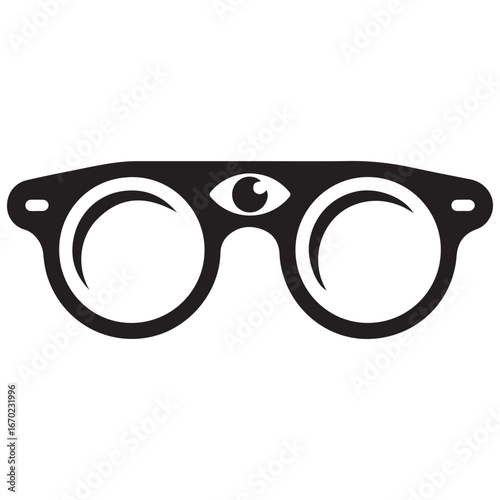 Ophthalmologist glasses solid icon, Heath care concept, eye test glasses sign. Vector black silhouette. with white background