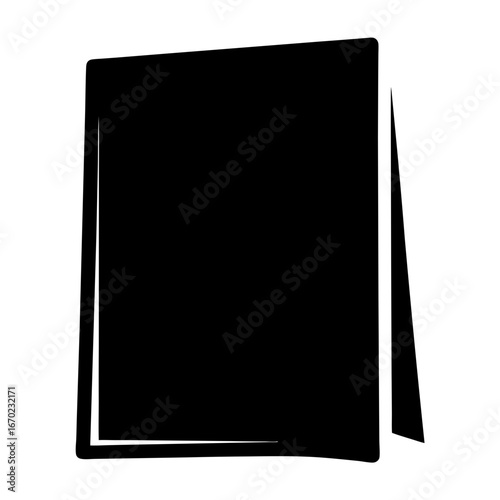 Black sign on a table used for advertising or an informational notice