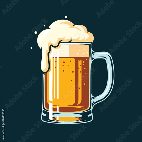 A refreshing and frothy mug of golden beer, perfect for a cool evening or a lively pub gathering