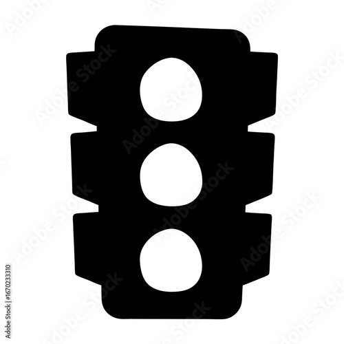 Stylized traffic light vector icon in black and white, for illustrations