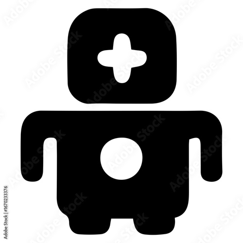 Medical Robot Icon for Technology and Health Apps
