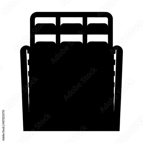 Illustration of cinema seating viewed from the rear showing six seats