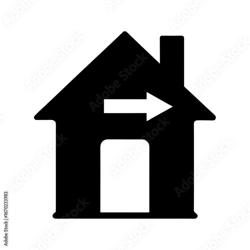 House symbol with right arrow indicating exit or move out sign