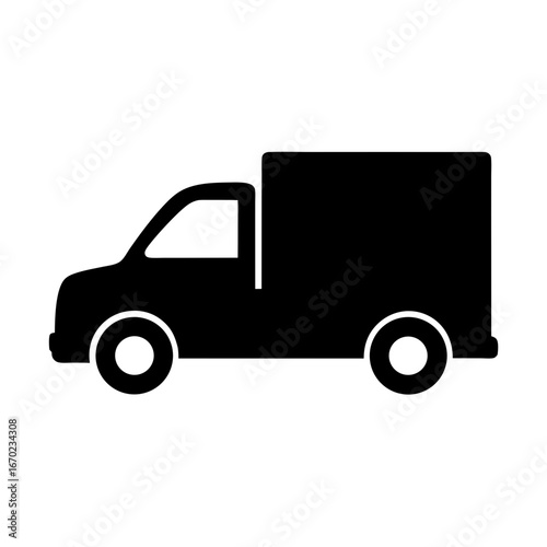 Silhouette illustration of a delivery truck, perfect for transportation or logistics designs
