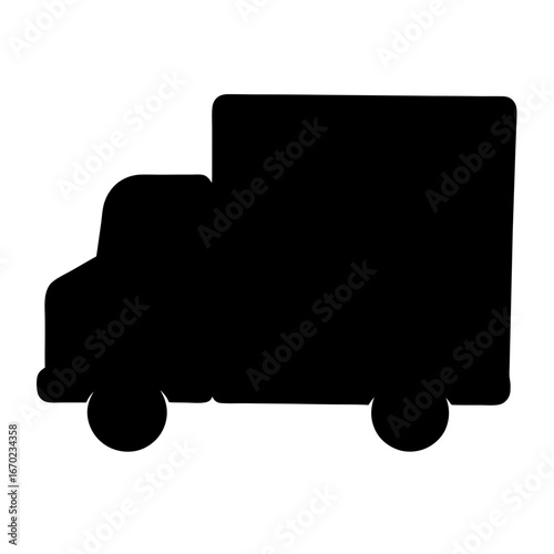 Black delivery truck silhouette providing logistics and transportation services to customers