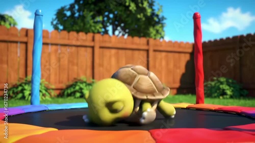 Turtle on a Trampoline: Sunny Backyard Fun