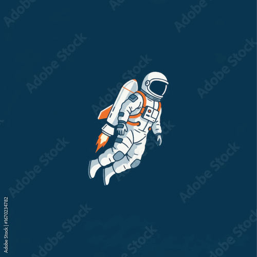Cartoon astronaut with jetpack soaring through space, leaving a trail of fire.