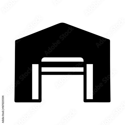 Simple icon graphic representation of a commercial or industrial storage building
