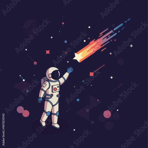 Astronaut Reaching for a Star Amidst Cosmic Celestial Wonders