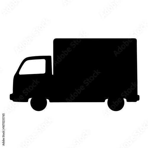 Side View Silhouette of a Box Truck for Delivery and Transport