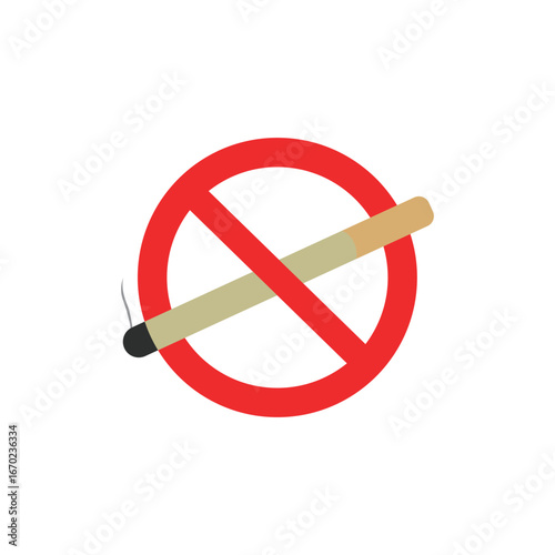 Red circle no smoking symbol representing health, safety, and prohibition.