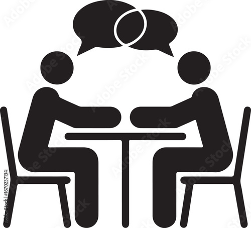 Two people at the table icon, vector illustration