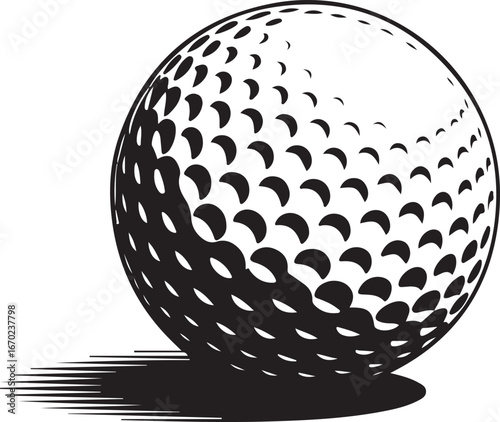 Vector Golf Ball - Black and White Close-up Icon