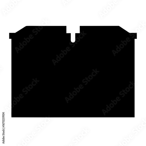 Black silhouette of an unknown object, possibly a dual container system