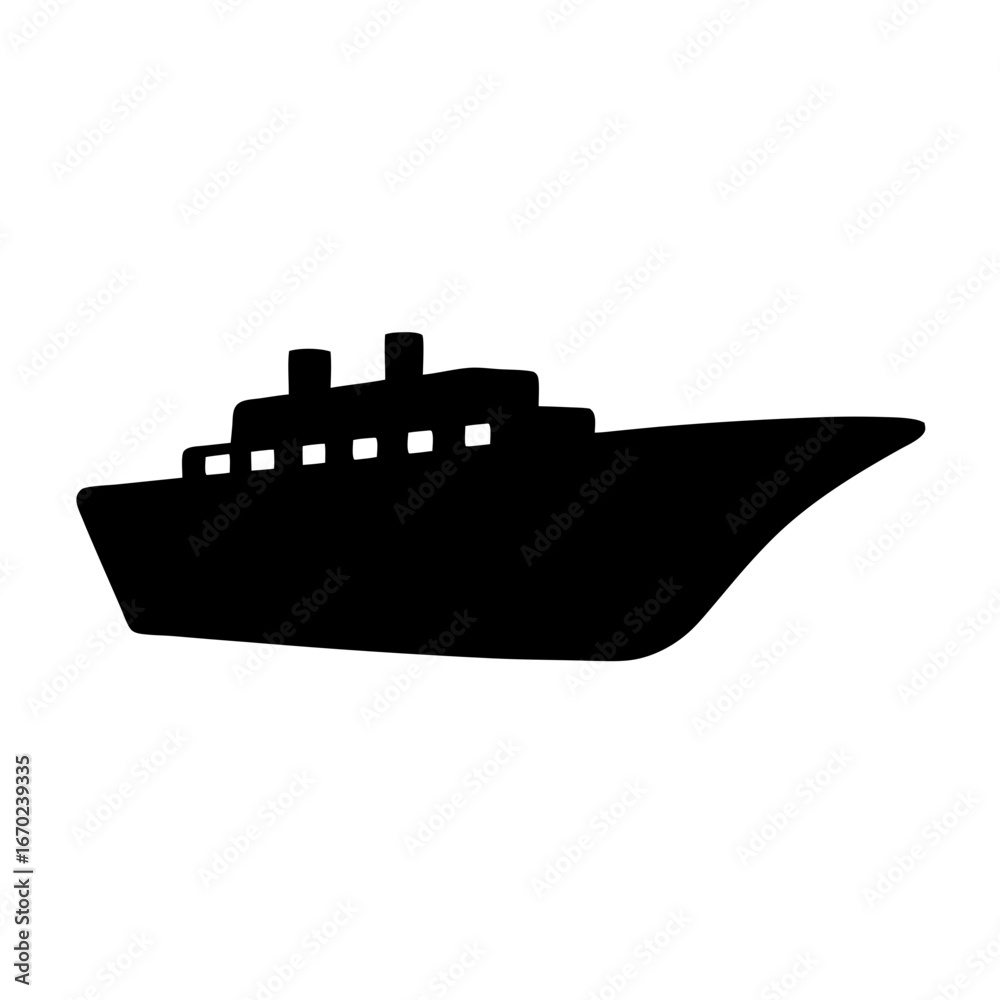 Obraz premium Silhouette illustration of a cruise ship navigating the open ocean waters